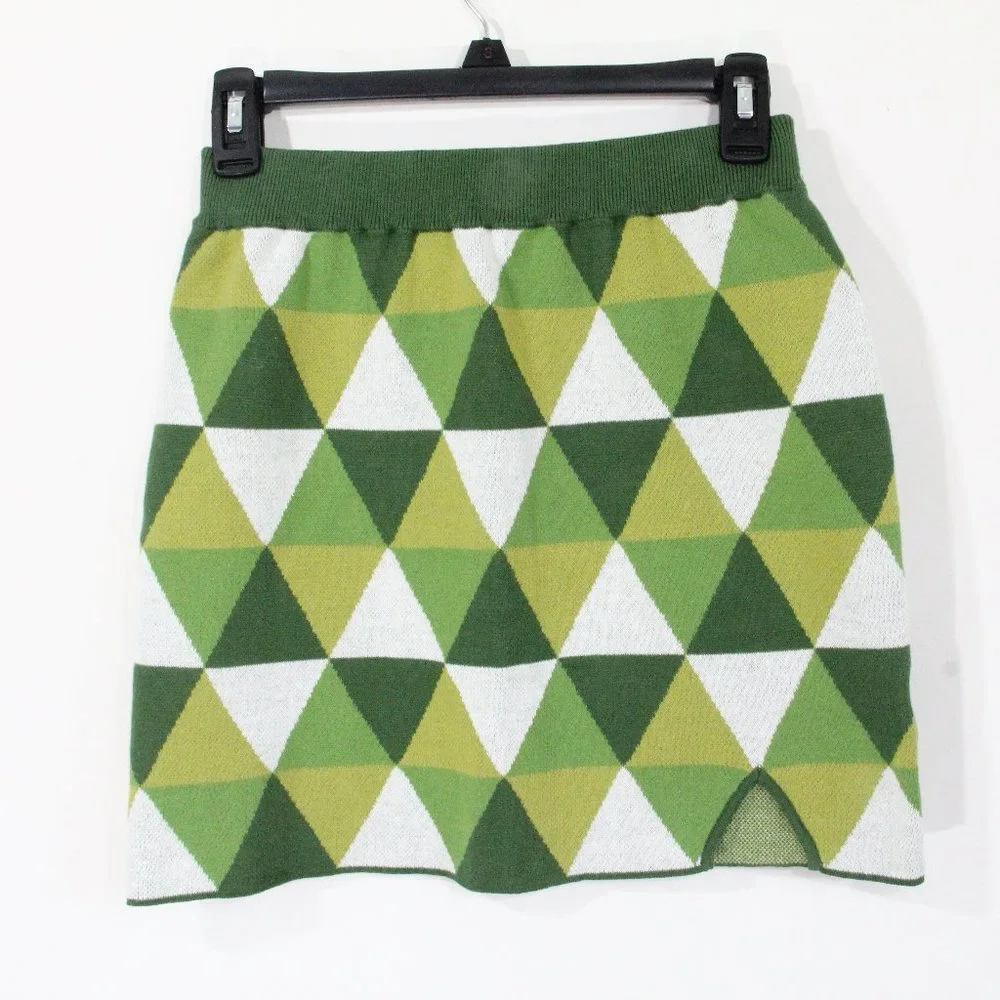Another Girl Free People Skirt NEW Women green Geo Knit Mini Skirt Medium